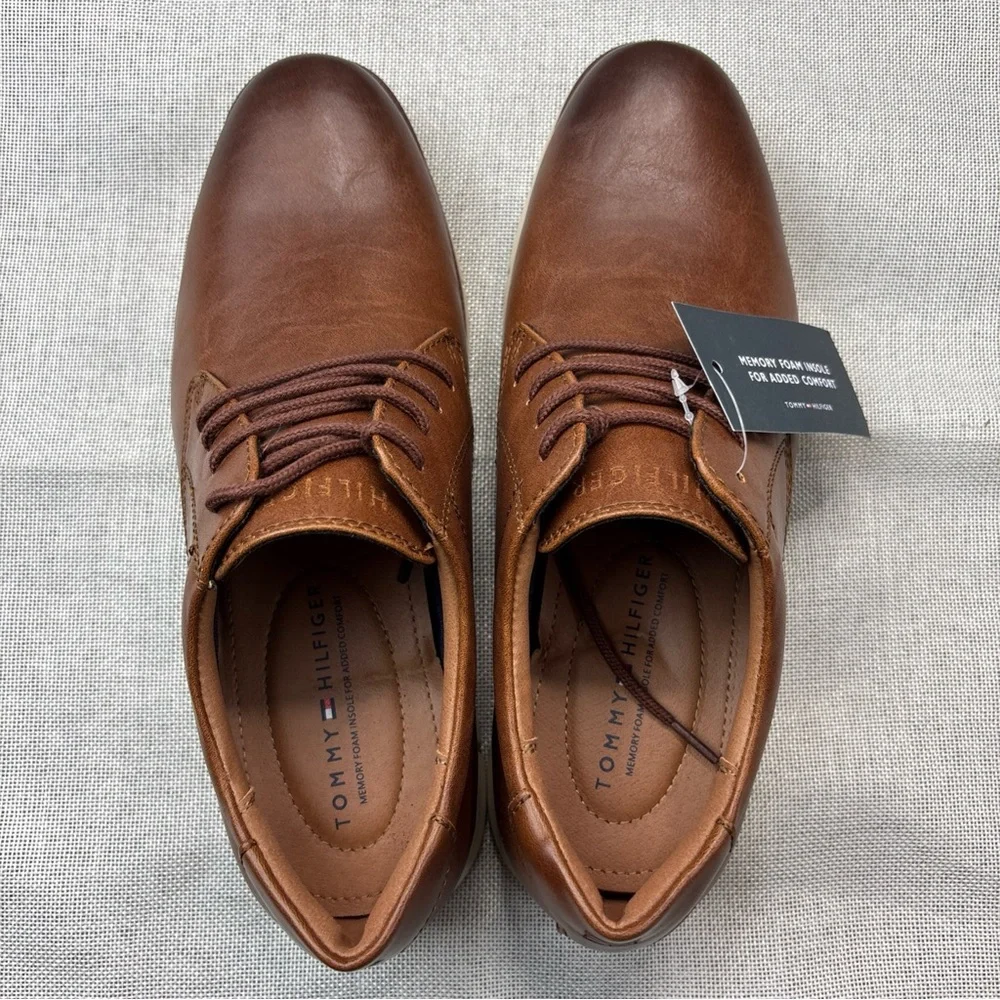 Tommy Hilfiger Brown Leather Derby Oxfords